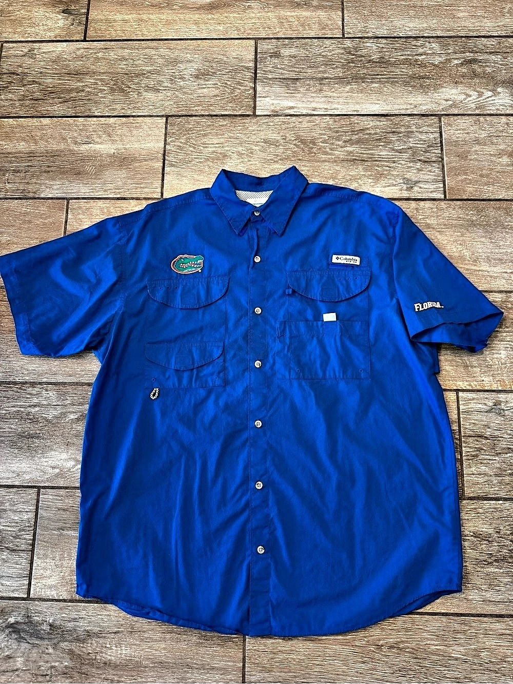 Columbia Men's Collegiate PFG Tamiami Shirt - Florida Gators Blue Large